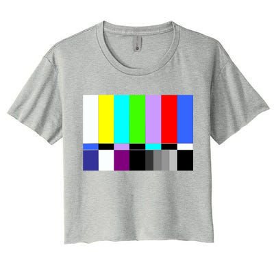 TV Colors Bars Organic Screen Retro Women's Crop Top Tee