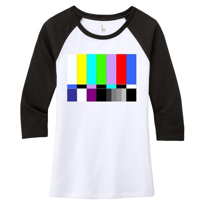 TV Colors Bars Organic Screen Retro Women's Tri-Blend 3/4-Sleeve Raglan Shirt