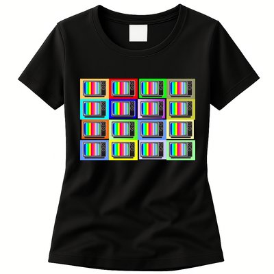 TV Screen No Signal Bars - Vintage Classic Womens T-Shirt