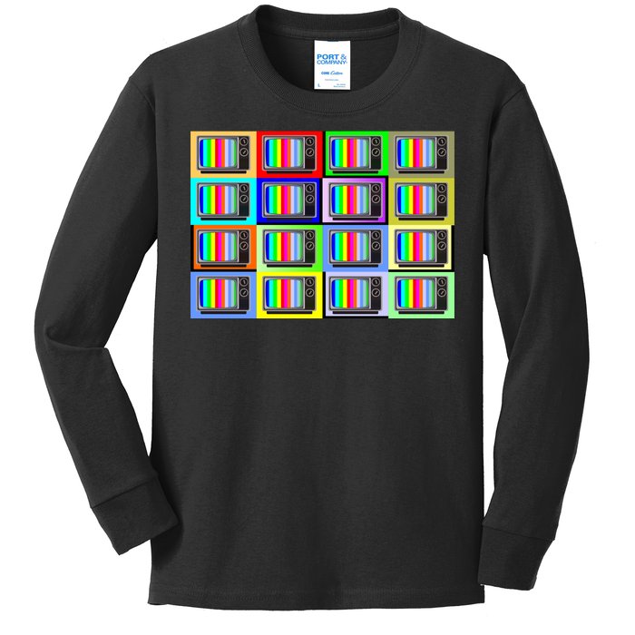 TV Screen No Signal Bars - Vintage Classic Kids Long Sleeve Shirt