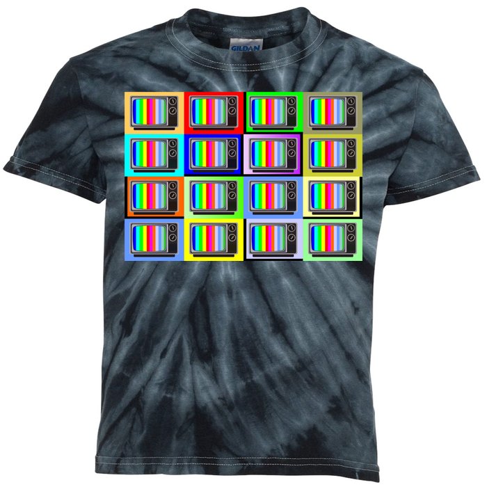 TV Screen No Signal Bars - Vintage Classic Kids Tie-Dye T-Shirt