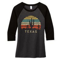 Texas Vintage 1980s Style Desert Women's Tri-Blend 3/4-Sleeve Raglan Shirt