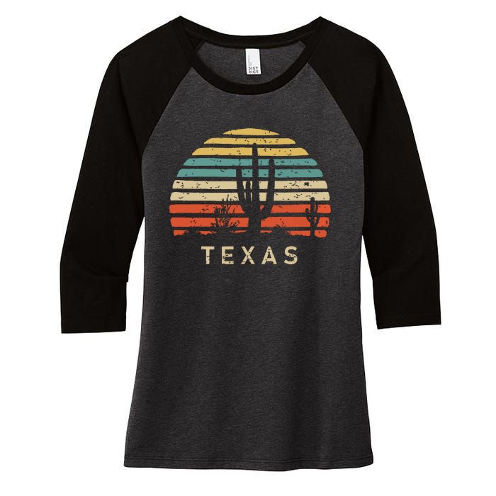 Texas Vintage 1980s Style Desert Women's Tri-Blend 3/4-Sleeve Raglan Shirt