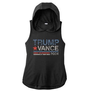 Trump Vance 2024 Stripe Trump Jd Vance Ladies PosiCharge Tri-Blend Wicking Draft Hoodie Tank