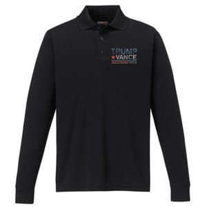 Trump Vance 2024 Stripe Trump Jd Vance Performance Long Sleeve Polo