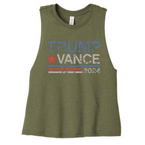 Trump Vance 2024 Stripe Trump Jd Vance Women's Racerback Cropped Tank