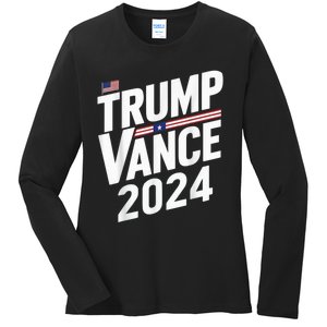 Trump Vance 2024 Retro Stripe Trump Jd Vance Ladies Long Sleeve Shirt