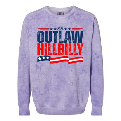 Trump Vance 2024 Vintage Elections Outlaw Hillbilly Us Flag Colorblast Crewneck Sweatshirt