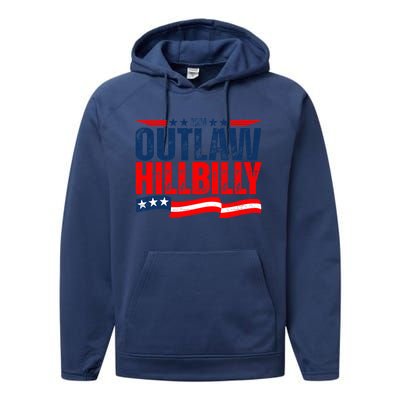 Trump Vance 2024 Vintage Elections Outlaw Hillbilly Us Flag Performance Fleece Hoodie