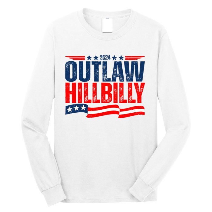 Trump Vance 2024 Vintage Elections Outlaw Hillbilly Us Flag Long Sleeve Shirt