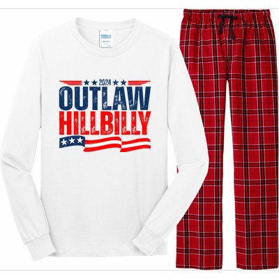 Trump Vance 2024 Vintage Elections Outlaw Hillbilly Us Flag Long Sleeve Pajama Set