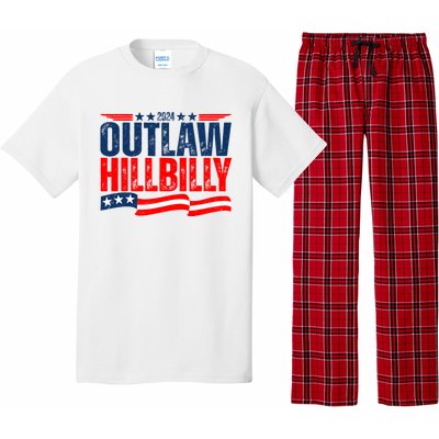 Trump Vance 2024 Vintage Elections Outlaw Hillbilly Us Flag Pajama Set