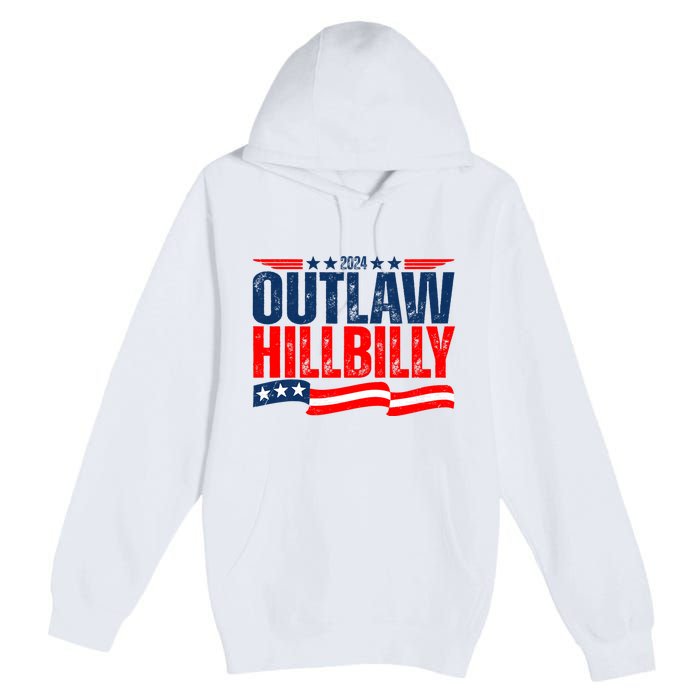 Trump Vance 2024 Vintage Elections Outlaw Hillbilly Us Flag Premium Pullover Hoodie