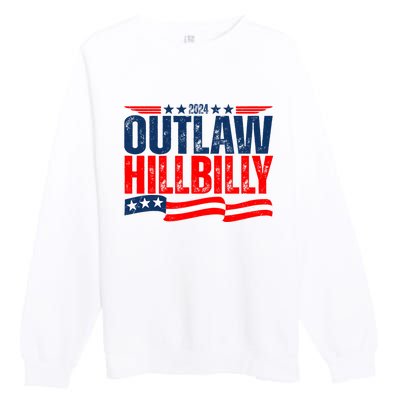 Trump Vance 2024 Vintage Elections Outlaw Hillbilly Us Flag Premium Crewneck Sweatshirt