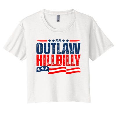 Trump Vance 2024 Vintage Elections Outlaw Hillbilly Us Flag Women's Crop Top Tee