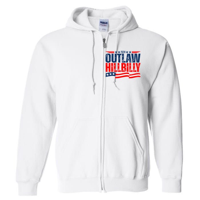 Trump Vance 2024 Vintage Elections Outlaw Hillbilly Us Flag Full Zip Hoodie