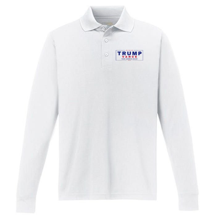 Trump Vance 2024 Donald Trump J.D. Vance Take America Back Performance Long Sleeve Polo