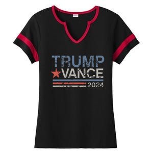 Trump Vance 2024 Retro Featuring Trump And Jd Vance Ladies Halftime Notch Neck Tee