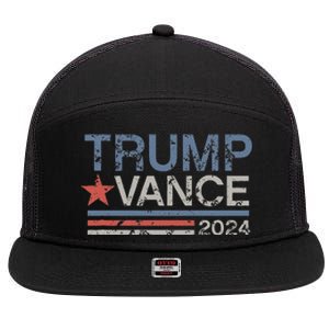 Trump Vance 2024 Retro Featuring Trump And Jd Vance 7 Panel Mesh Trucker Snapback Hat