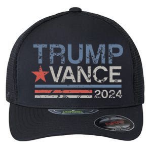 Trump Vance 2024 Retro Featuring Trump And Jd Vance Flexfit Unipanel Trucker Cap