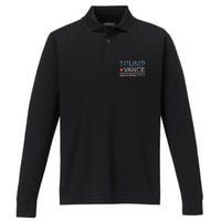 Trump Vance 2024 Retro Featuring Trump And Jd Vance Performance Long Sleeve Polo