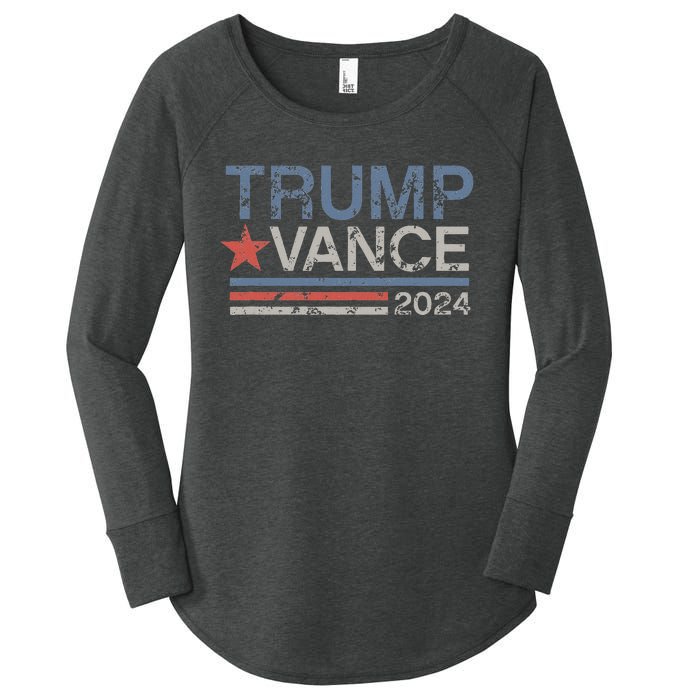 Trump Vance 2024 Retro Featuring Trump And Jd Vance Women's Perfect Tri Tunic Long Sleeve Shirt