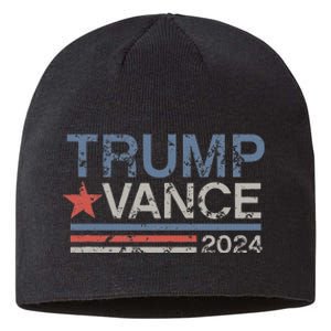 Trump Vance 2024 Retro Featuring Trump And Jd Vance Sustainable Beanie