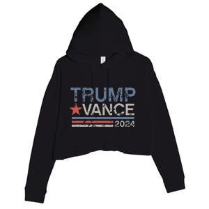 Trump Vance 2024 Retro Featuring Trump And Jd Vance Crop Fleece Hoodie