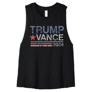 Trump Vance 2024 Retro Featuring Trump And Jd Vance Women's Racerback Cropped Tank