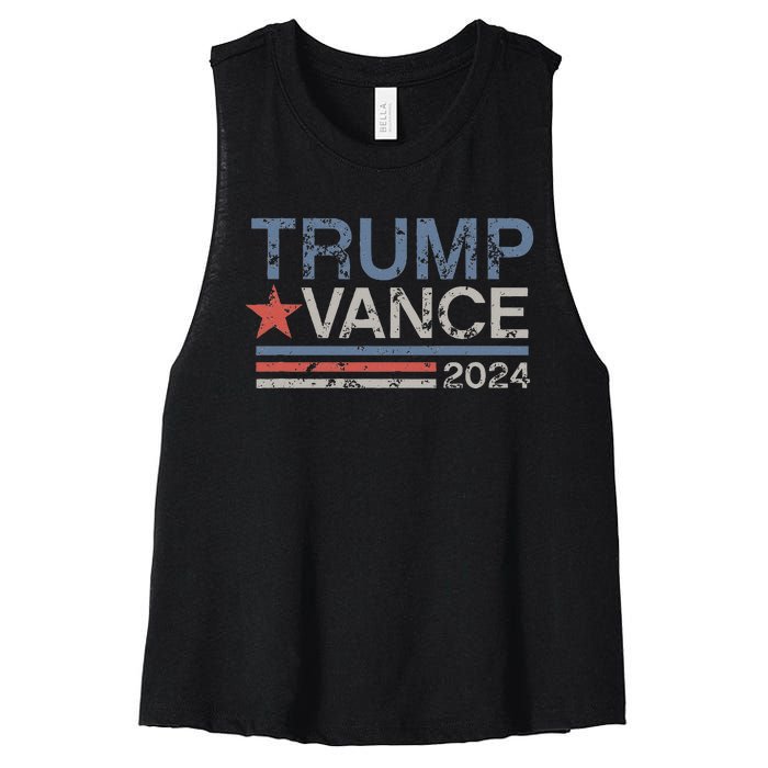 Trump Vance 2024 Retro Featuring Trump And Jd Vance Women's Racerback Cropped Tank