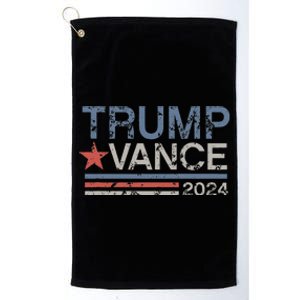 Trump Vance 2024 Retro Featuring Trump And Jd Vance Platinum Collection Golf Towel