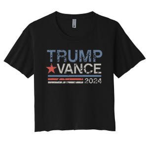 Trump Vance 2024 Retro Featuring Trump And Jd Vance Women's Crop Top Tee