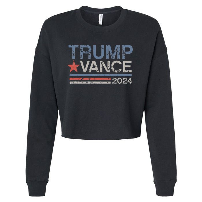 Trump Vance 2024 Retro Featuring Trump And Jd Vance Cropped Pullover Crew