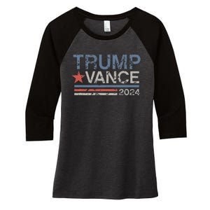 Trump Vance 2024 Retro Featuring Trump And Jd Vance Women's Tri-Blend 3/4-Sleeve Raglan Shirt