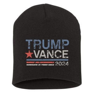 Trump Vance 2024 Retro Featuring Trump And Jd Vance Short Acrylic Beanie