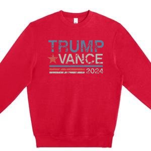 Trump Vance 2024 Retro Featuring Trump And Jd Vance Premium Crewneck Sweatshirt