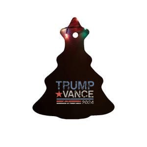 Trump Vance 2024 Retro Featuring Trump And Jd Vance Ceramic Tree Ornament