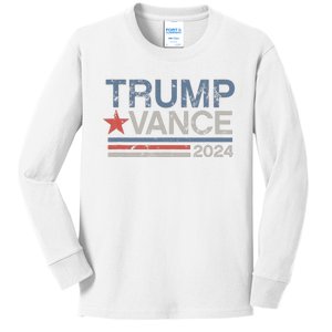 Trump Vance 2024 Retro Stripe Trump Jd Vance Kids Long Sleeve Shirt