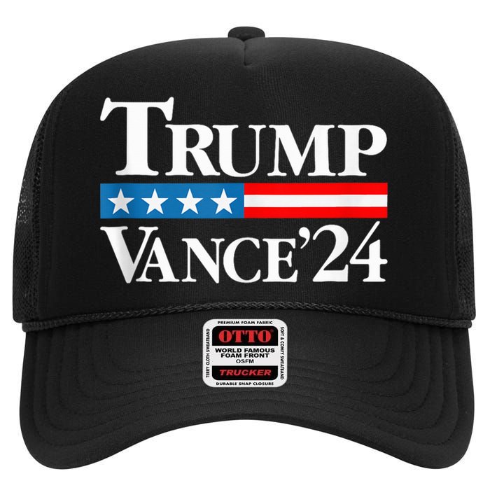 Trump Vance 2024 For President Vp Usa Election Patriotic High Crown Mesh Back Trucker Hat