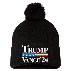 Trump Vance 2024 For President Vp Usa Election Patriotic Pom Pom 12in Knit Beanie