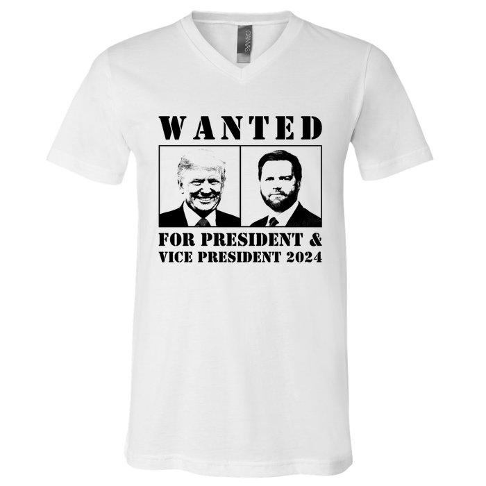 Trump Vance 2024 Wanted For President & Vice President 2024 Trump Vance Maga V-Neck T-Shirt