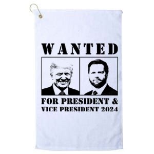 Trump Vance 2024 Wanted For President & Vice President 2024 Trump Vance Maga Platinum Collection Golf Towel