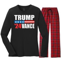 Trump Vance 2024 For President Vp Usa Election Patriotic Women's Long Sleeve Flannel Pajama Set 