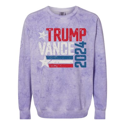 Trump Vance 2024 S Vintage Distressed Trump Vance 2024 Colorblast Crewneck Sweatshirt