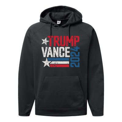 Trump Vance 2024 S Vintage Distressed Trump Vance 2024 Performance Fleece Hoodie