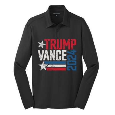 Trump Vance 2024 S Vintage Distressed Trump Vance 2024 Silk Touch Performance Long Sleeve Polo