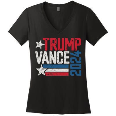 Trump Vance 2024 S Vintage Distressed Trump Vance 2024 Women's V-Neck T-Shirt