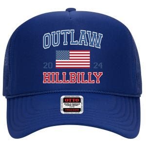 Trump Vance 2024 Donald Trump J D Vance Outlaw Hillbilly Funny Gift High Crown Mesh Back Trucker Hat