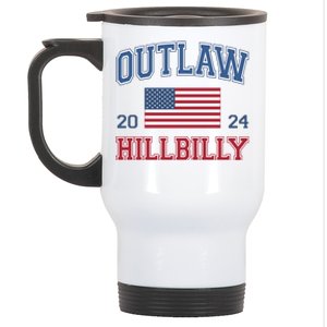 Trump Vance 2024 Donald Trump J D Vance Outlaw Hillbilly Funny Gift Stainless Steel Travel Mug