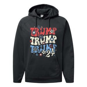 Trump Vance 2024 Jd Vance Trump Retro Stripe Performance Fleece Hoodie